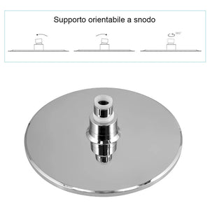 Set Doccia cromo con braccio tondo 40 cm + soffione tondo 22 cm ABS