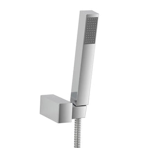 Set doccia cromo con doccino quadrato, presa acqua e flessibile