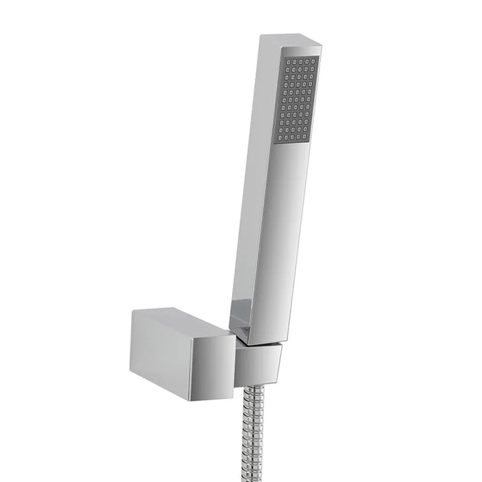 Set doccia cromo con doccino quadrato, presa acqua e flessibile