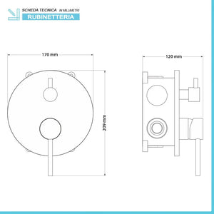 Set doccia da incasso con soffione 20 cm e kit doccia completo Nuego