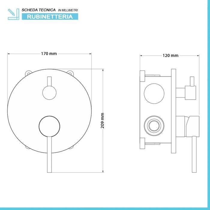 Set doccia da incasso con soffione 20 cm e kit doccia completo Nuego