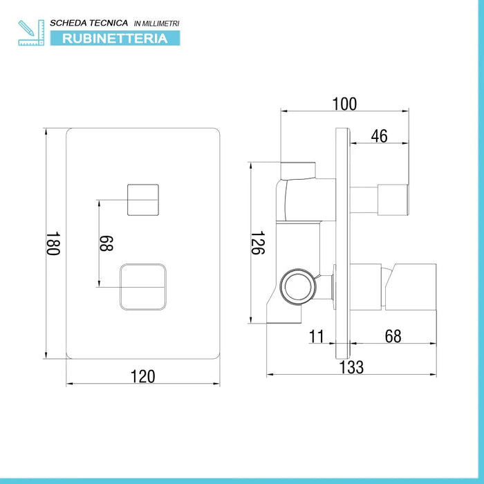 Set doccia da incasso con soffione 30 cm e kit completo nero opaco Lotus