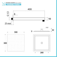 Set doccia da incasso con soffione 30 cm e kit completo nero opaco Lotus
