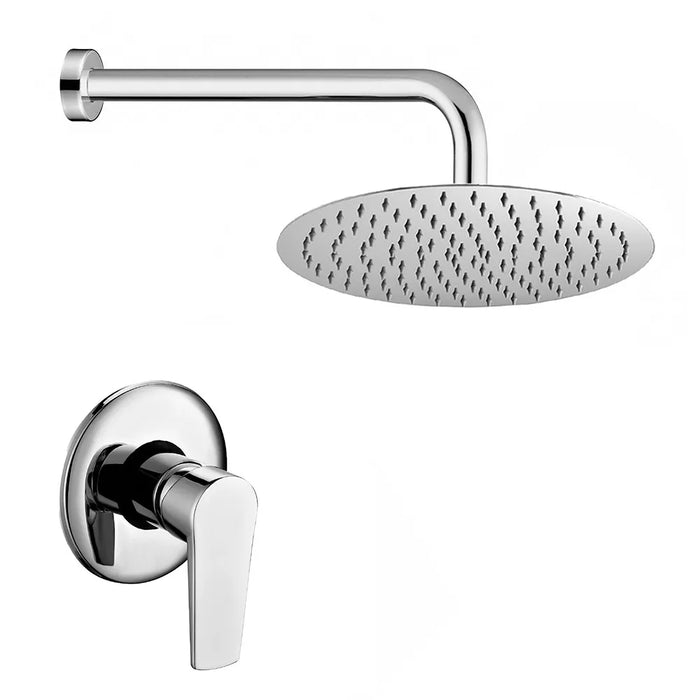 Set doccia incasso cromato con braccio e soffione ultra slim in acciaio  Erika