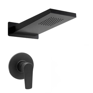 Set doccia incasso Erika nero opaco con soffione doccia a muro inox 22x50