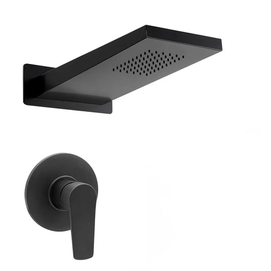 Set doccia incasso Erika nero opaco con soffione doccia a muro inox 22x50