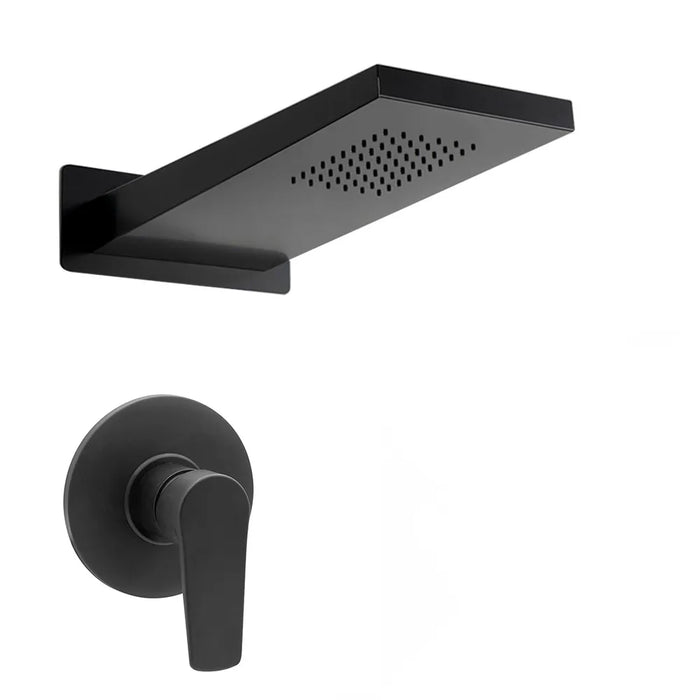 Set doccia incasso Erika nero opaco con soffione doccia a muro inox 22x50