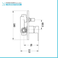 Set doccia incasso Kubo soffione 25x25 cm e kit doccia completo