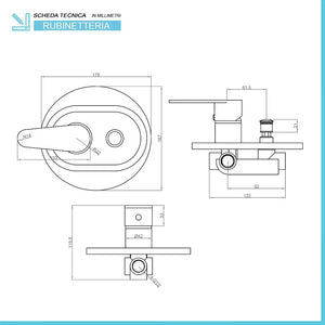 Set doccia incasso Lizzy nero opaco con soffione 25 cm e kit doccino