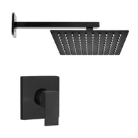 Set doccia incasso nero opaco Kubo braccio e soffione quadrato 25x25