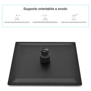 Set doccia incasso nero opaco Kubo braccio e soffione quadrato 25x25