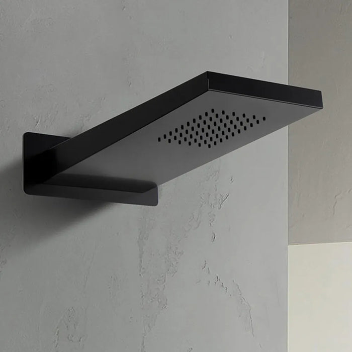 Set doccia incasso nero opaco Kubo soffione a sbalzo inox 22x50 cm