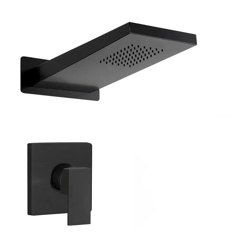 Set doccia incasso nero opaco Kubo soffione a sbalzo inox 22x50 cm