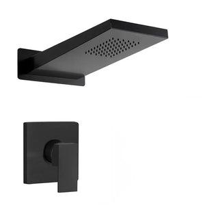 Set doccia incasso nero opaco Kubo soffione a sbalzo inox 22x50 cm