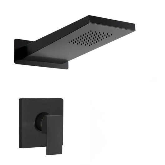 Set doccia incasso nero opaco Kubo soffione a sbalzo inox 22x50 cm