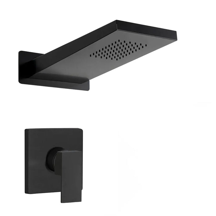 Set doccia incasso nero opaco Kubo soffione a sbalzo inox 22x50 cm