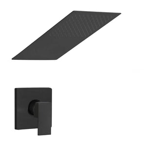 Set doccia incasso nero opaco Kubo soffione a sbalzo slim 25x52 cm