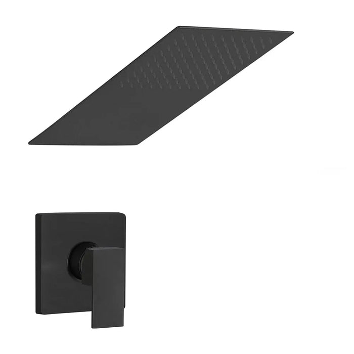 Set doccia incasso nero opaco Kubo soffione a sbalzo slim 25x52 cm