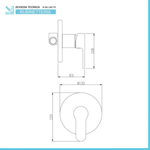 Set doccia incasso tondo Paco con soffione 20 cm cromato
