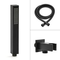 Set doccia nero opaco con braccio soffione quadrato 40x40 e kit doccia