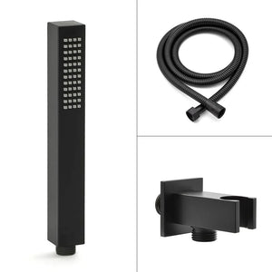 Set doccia nero opaco con braccio soffione quadrato 40x40 e kit doccia