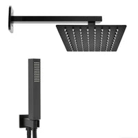 Set doccia nero opaco con braccio soffione rettangolare 30x20 e kit doccia