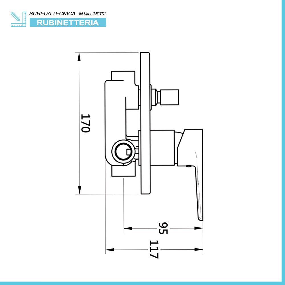 Set doccia Prima braccio 40 cm + soffione Abs 22 cm + kit doccia + miscelatore