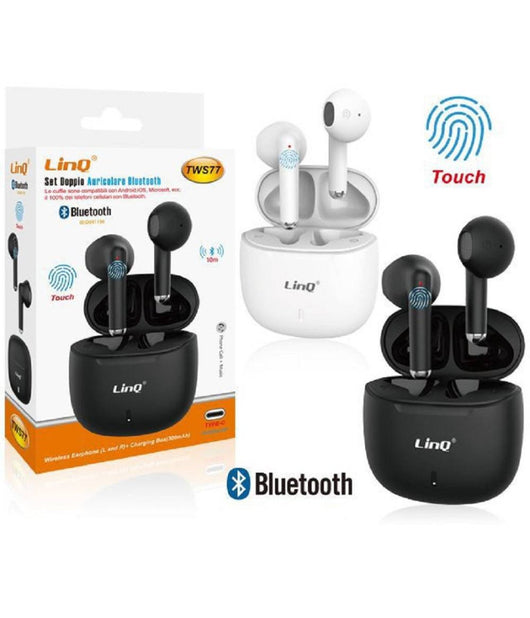 Set Doppio Auricolare Cuffie Bluetooth Mini Con Box Ricarica Tws77 Pop Up Touch         