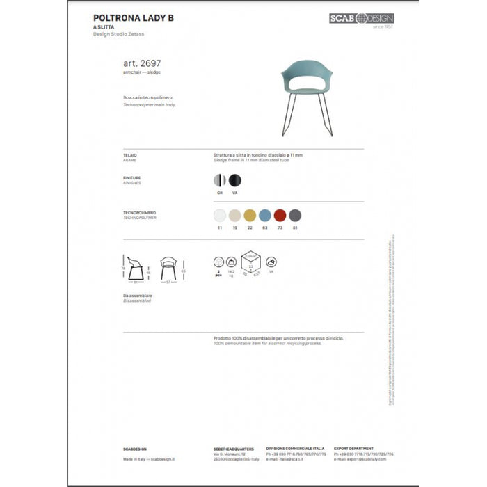 SET DUE SEDIE LADY B A SLITTA MADE IN ITALY SCAB DESIGN - Tortora 15