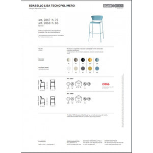 SET DUE SGABELLO LISA TECNOPOLIMERO HT 75CM SCAB DESIGN MADE IN ITALY - NERO 80