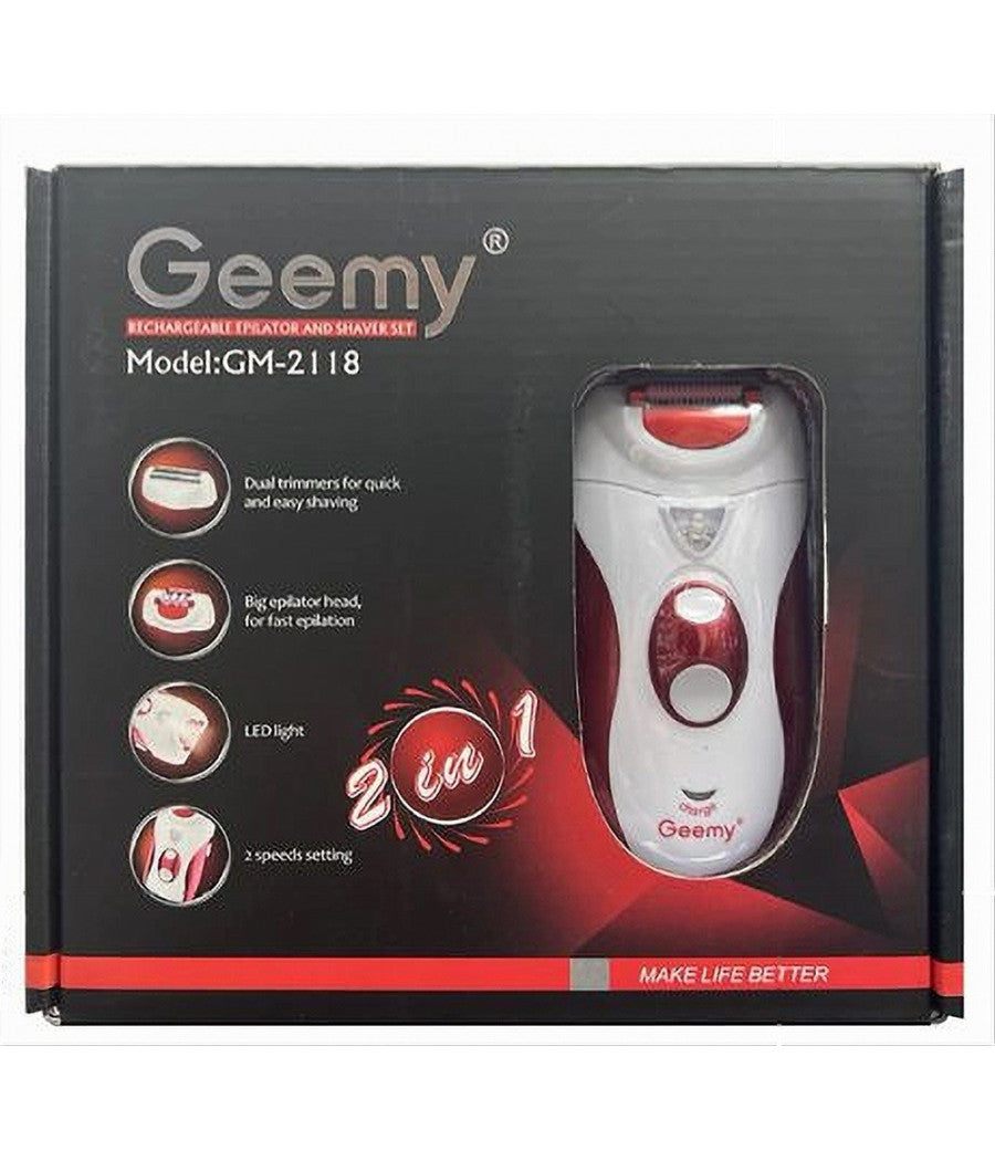 Set Epilatore Rasoio Ricaricabile Donna 2in1 Dispositivo Elettrico Corpo Gm-2118         