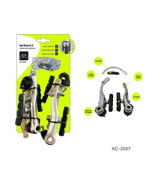 Set Freni A V Bulloni Pastiglie Condotto Tubo Fondina Freno Bicicletta Xc-2557         