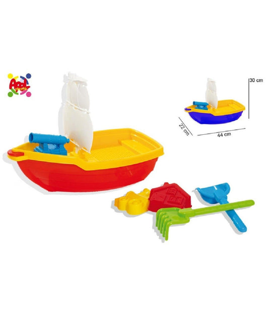 Trade Shop - Set Galeone Con Palette + Accessori Mare Giochi Spiaggia Estate Bambini 114725 -