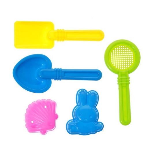 Trade Shop - Set Giocattoli Da Spiaggia Per Bambini 5pz Formine Paletta Setaccio Cucchiaio 618565 -