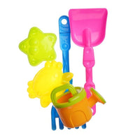 Trade Shop - Set Giocattoli Spiaggia 5pz Bambini Paletta Innafiatoio Rastrello Formine Marine 618566 -