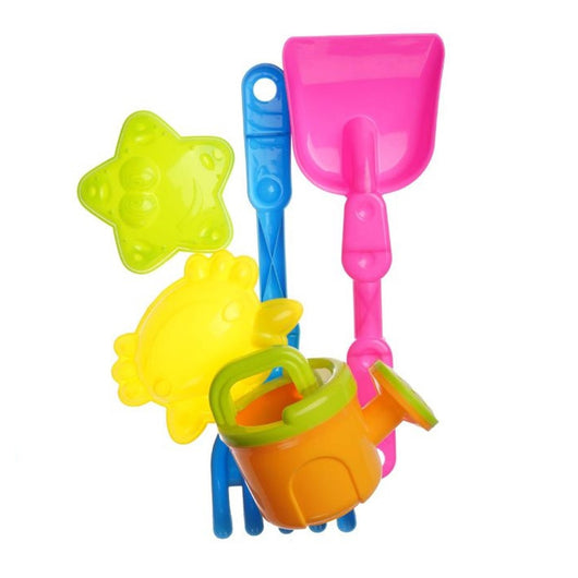 Trade Shop - Set Giocattoli Spiaggia 5pz Bambini Paletta Innafiatoio Rastrello Formine Marine 618566 -