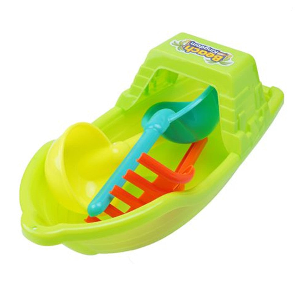 Trade Shop - Set Giocattoli Spiaggia Con Barca Rastrello Paletta Mare Per Bambini 35x12cm 258262 -