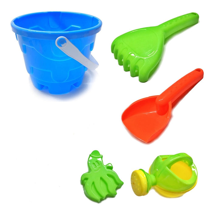 Trade Shop - Set Giochi Sabbia 7pz Secchiello Palette Formine Innaffiatoio Per Bambini 11x15cm 258298 -