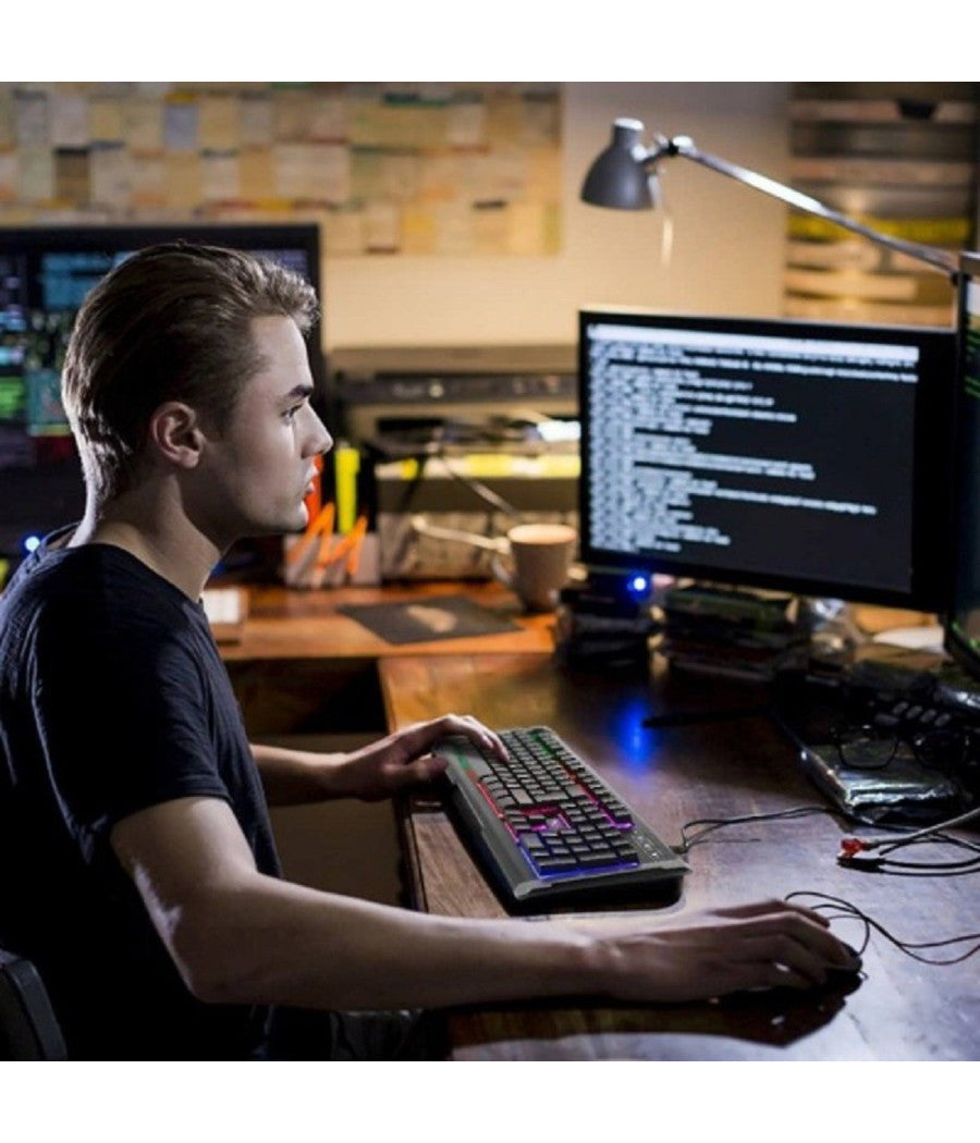 Set Gioco Con Tastiera Led Mouse Cablato Usb Retroilluminata Multicolore Q803-rgb         