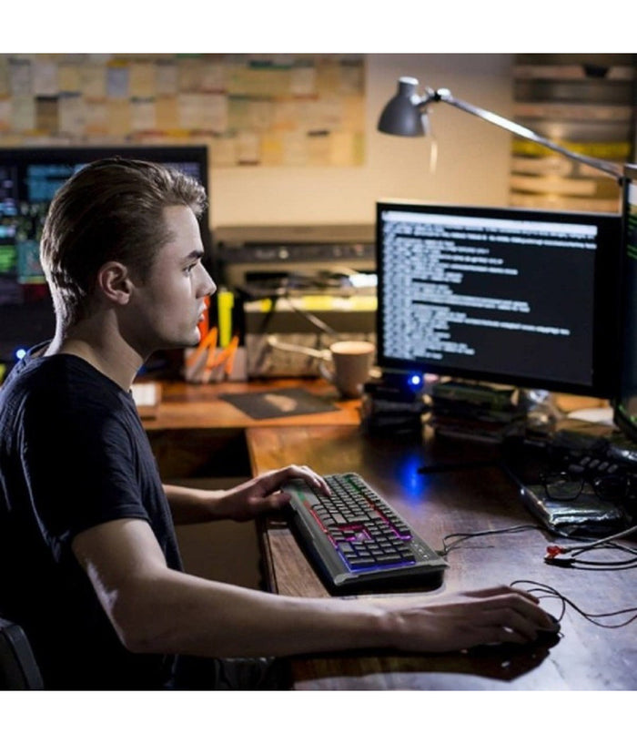 Set Gioco Con Tastiera Led Mouse Cablato Usb Retroilluminata Multicolore Q803-rgb         