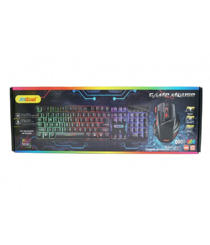 Set Gioco Con Tastiera Led Mouse Cablato Usb Retroilluminata Multicolore Q803-rgb         