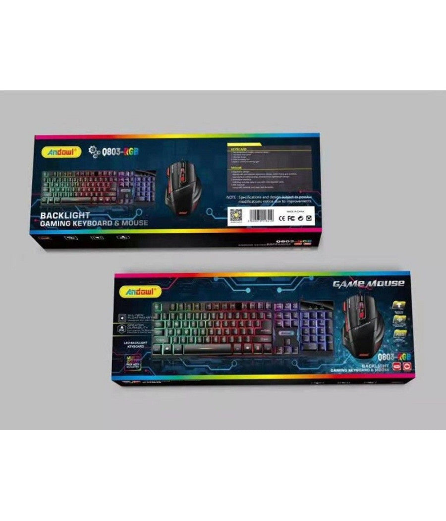 Set Gioco Con Tastiera Led Mouse Cablato Usb Retroilluminata Multicolore Q803-rgb         