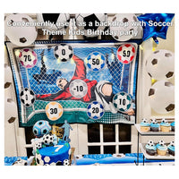 Trade Shop - Set Gioco Per Bambini 8pz Pallone Da Calcio Picchetti Ganci Bersaglio Adesivo 60"x40" -