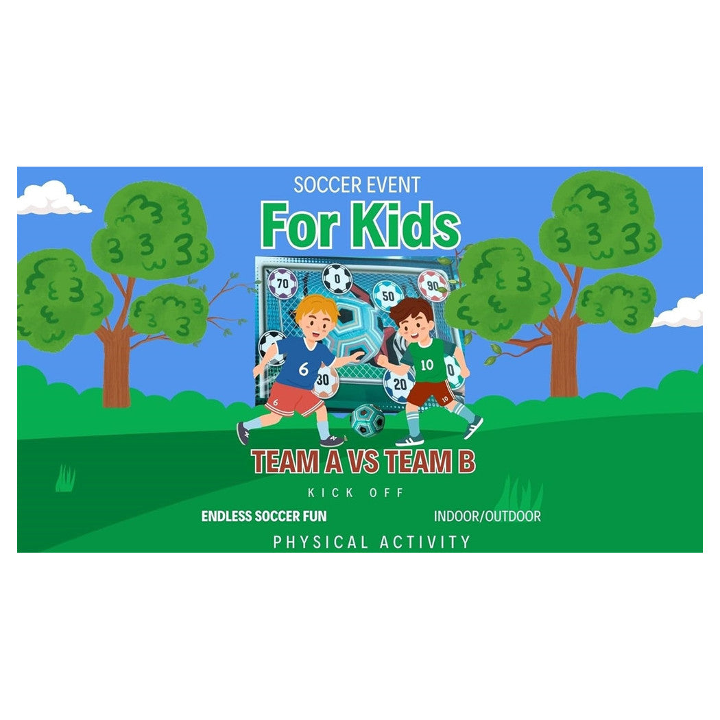 Trade Shop - Set Gioco Per Bambini 8pz Pallone Da Calcio Picchetti Ganci Bersaglio Adesivo 60"x40" -