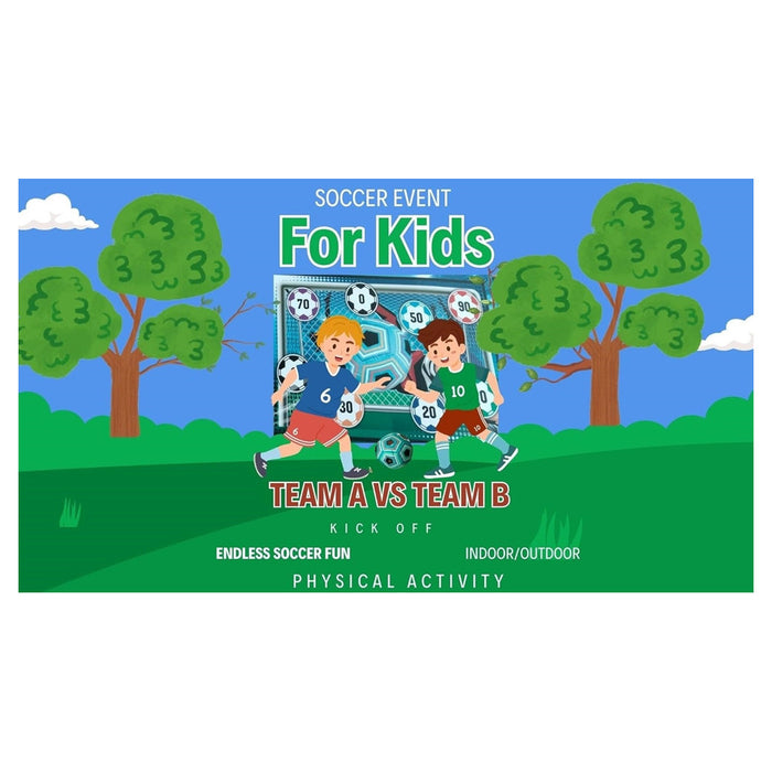 Trade Shop - Set Gioco Per Bambini 8pz Pallone Da Calcio Picchetti Ganci Bersaglio Adesivo 60"x40" -