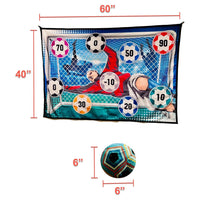 Trade Shop - Set Gioco Per Bambini 8pz Pallone Da Calcio Picchetti Ganci Bersaglio Adesivo 60"x40" -
