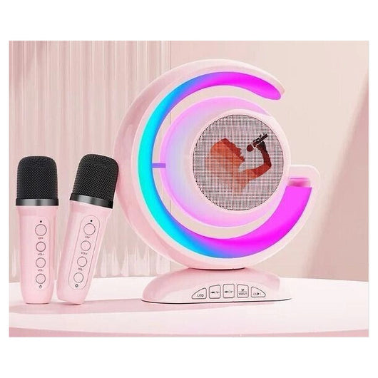 Trade Shop - Set Karaoke Cassa Bluetooth Ys-110 Con 2 Microfono Altoparlante Rgb Portatile -