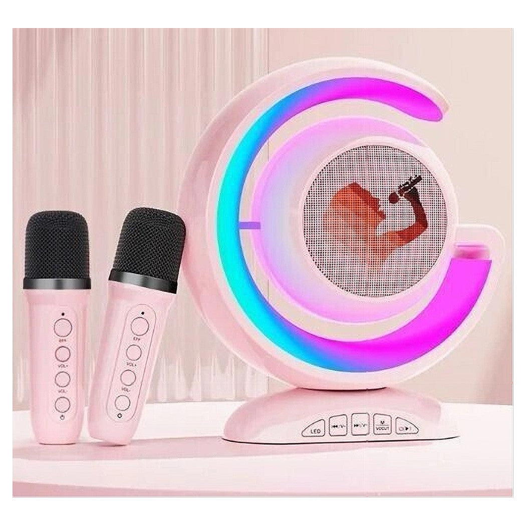Trade Shop - Set Karaoke Cassa Bluetooth Ys-110 Con 2 Microfono Altoparlante Rgb Portatile -