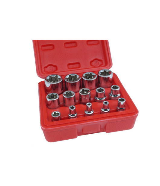 Set Kit 14 Pz Chiavi A Bussole Torx In Lega Da 4 A 24 Mm Attacco 1/2" 1/4" 3/8"         