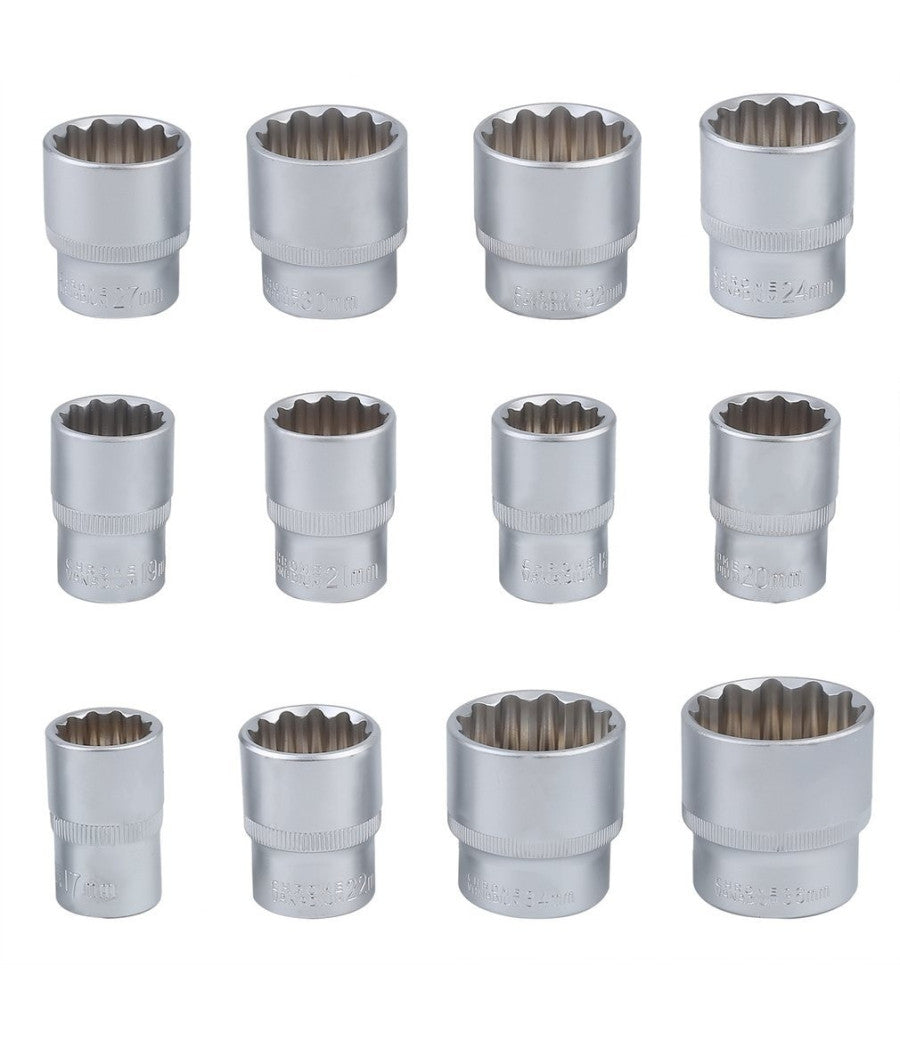 Set Kit 19 Pz Chiavi A Bussole Torx In Lega Da 8 A 32 Mm Attacco 1/2" 1/4" 3/8"         